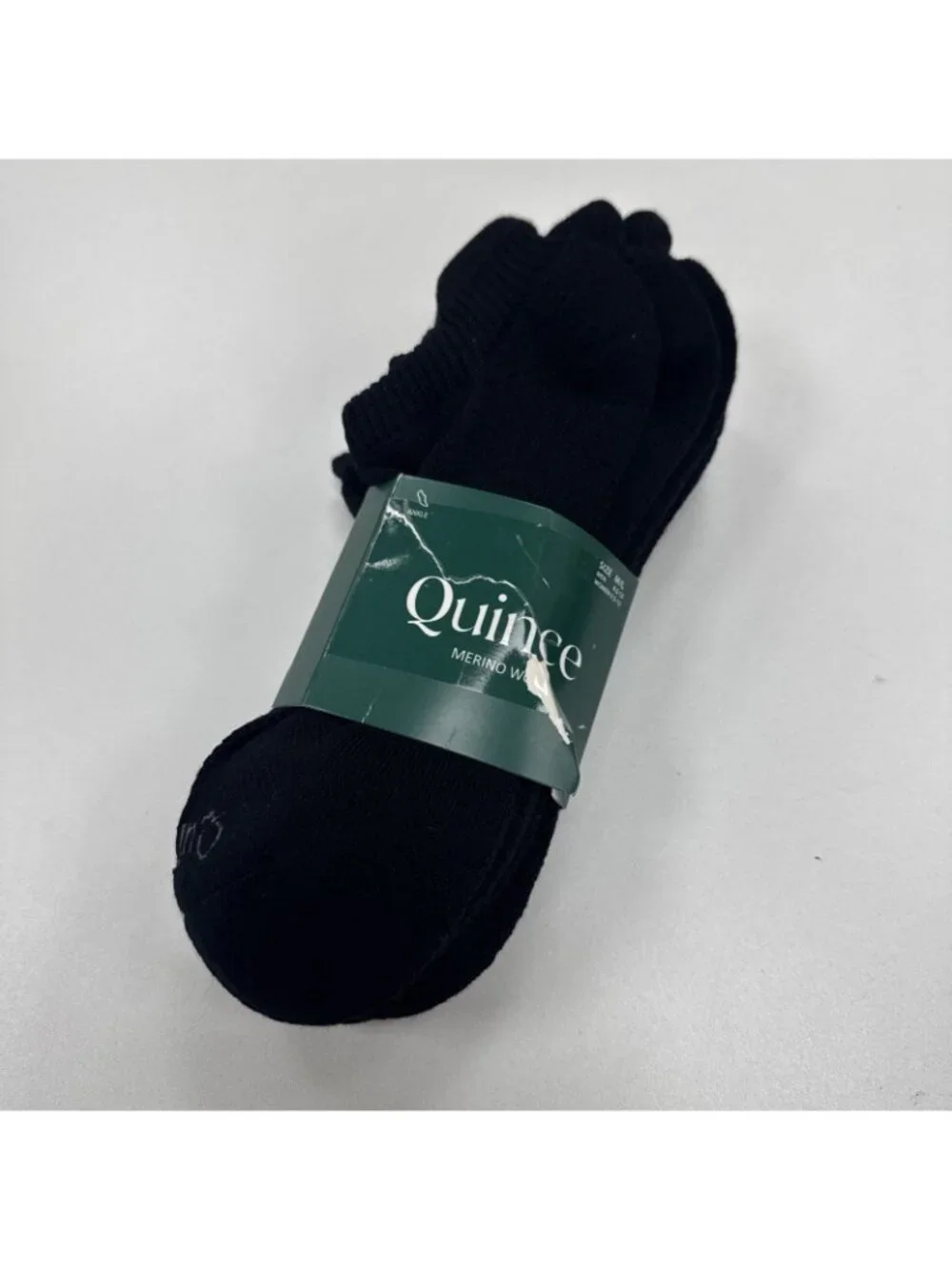 Quince Men's Merino Wool Ankle Socks 4-Pack in Black Size M/L 8.5-12